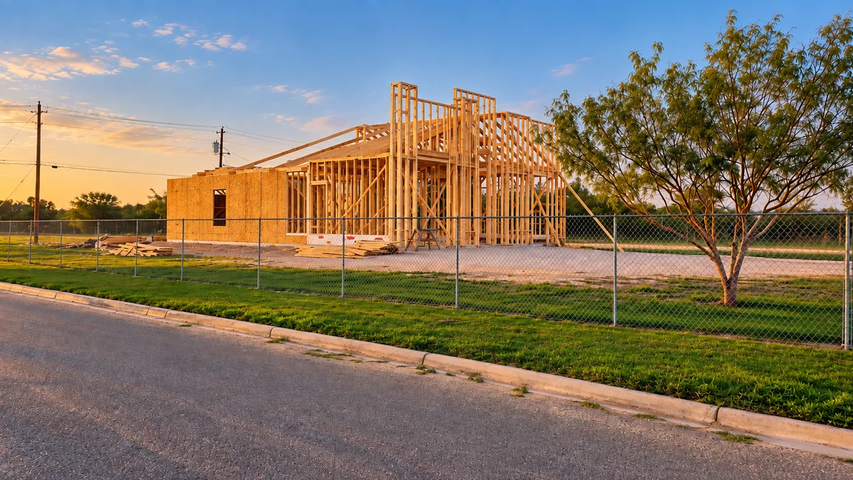 Framing of a new home going up